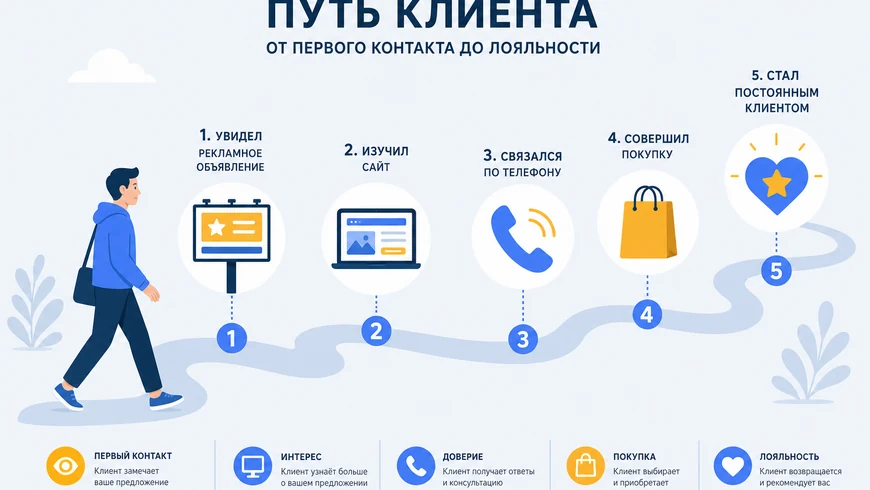Путь клиента от рекламы до покупки с точками контакта