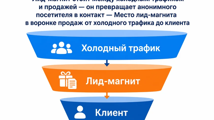 Место лид-магнита в воронке продаж от холодного трафика до клиента