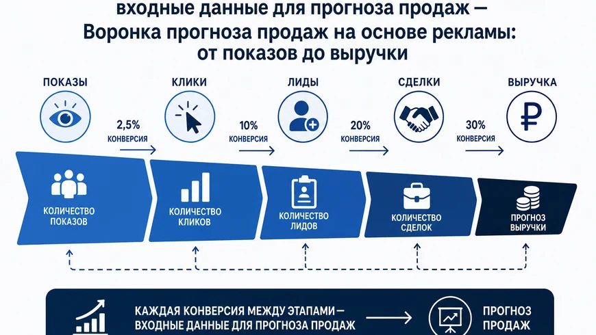 Воронка прогноза продаж на основе рекламы: от показов до выручки
