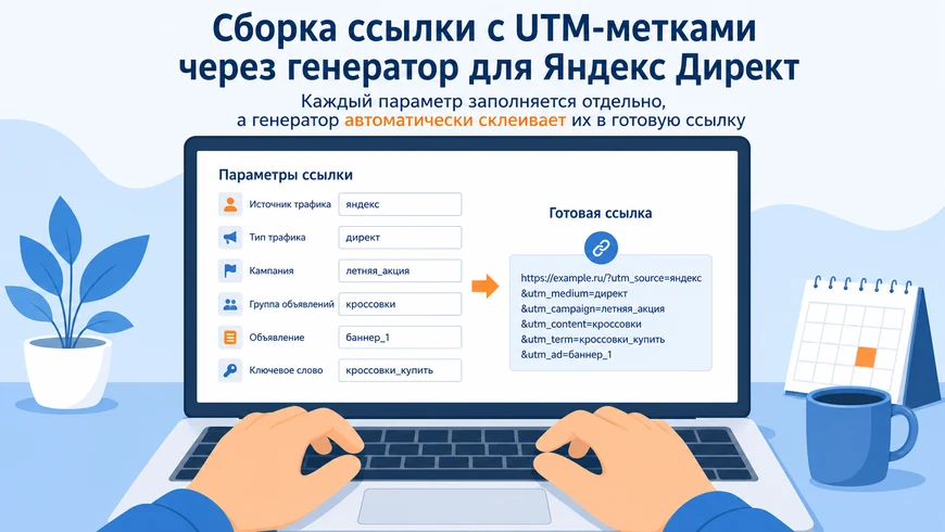 Сборка ссылки с UTM-метками через генератор для Яндекс Директ