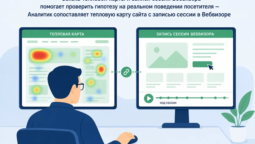 Аналитик сопоставляет тепловую карту сайта с записью сессии в Вебвизоре