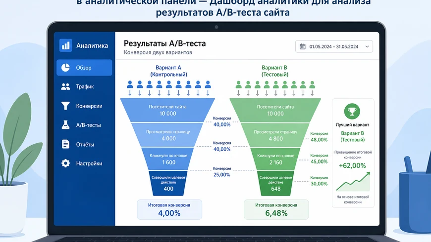 Дашборд аналитики для анализа результатов A/B-теста сайта
