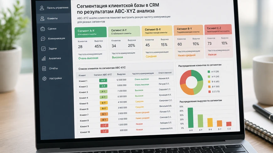 Сегментация клиентской базы в CRM по результатам ABC-XYZ анализа
