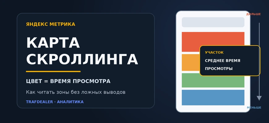 Карта скроллинга Яндекс Метрики — время просмотра областей страницы